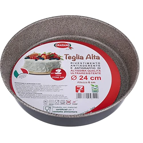 Offerta a tempo: Graziano Teglia Tonda in Alluminio con 7 Strati di Rivestimento Antiaderente e Antigraffio, Ideale per Pan di Spagna, PFOA Free, ø 24 cm - 41% da 16.21 € a 9.50 €