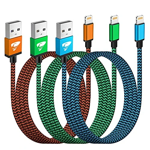 iPhone Cable [2 Meters 3Pcs] MFi Certified USB Lightning Cable iPhone Cable Fast Charge Charger Nylon for iPhone 13 Pro Max 12 11 XR XS X 8 7 6s 6 Plus SE iPad Airpods