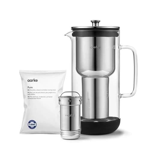Oferta limitada: Aarke Purifier, Jarra Filtrante de Agua Fabricada en Vidrio y Acero Inoxidable, 2.4L, Bolsa de recambio de filtro Aarke Pure de 125.00 € a 125.00 € (ahorro 0.00%)