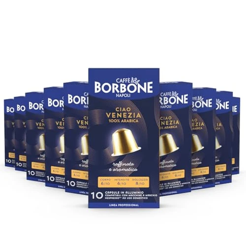 Caffé Borbone Mélange Ciao Venezia - 100 Capsules en Aluminium (10 paquets de 10) - Compatibles avec les machines à café à usage domestique Nespresso®*