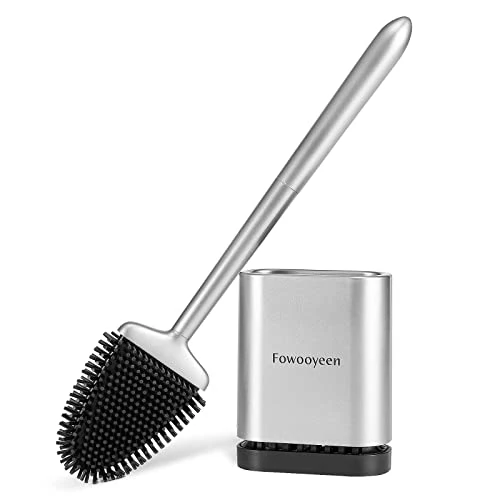 Offerta a tempo: Fowooyeen Scopino WC Silicone, Spazzolone Bagno Montaggio a Parete, Argento - 0.00% da 15.89 € a 15.89 €