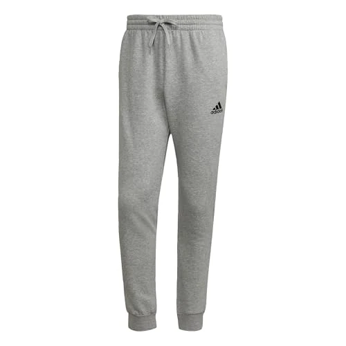 adidas Heren Essentials Fleece Regular Tapered Pants, Medium Grey Heather/Black, M