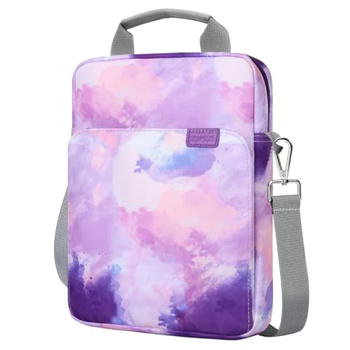 TiMOVO 9-11 Inch Tablet Sleeve Tas Draagtas met Schouderriem voor iPad Air M2/iPad Pro M4 2024, iPad 9/8/7e 10.2, iPad 10e 10.9, iPad Air 5/4e 10.9, Tab S9/S8/A8/A9+, aquarel paars