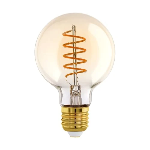 Limited offer: Eglo Dimmable E27 LED globe, amber vintage spiral filament light bulb, Edison lamp for retro lighting, 4 watt (equivalent to 25 watt), 245 lumen, warm white glow, 2200k, G80, Ø 3" from 33.30 EUR to 33.30 EUR (save 0%)