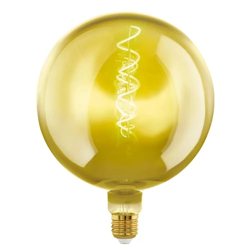 Offerta a tempo: Eglo LED E27 dimmerabile, lampadina di grandi dimensioni con spirale, lampada vintage con dimmerazione color oro in design retrò, 4 W, 40 Lumen, bianco caldo, 1900k, G200, Ø 20 cm - 35% da 39.90 € a 26.10 €