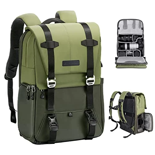 Oferta limitada: K&F CONCEPT Mochila para Camara Multifuncional，Mochila Fotografía Profesional,Mochila Fotográfica para Reflex Impermeable, Bolsa Cámara Compartimento para Portátil de 15.6 Pulgadas(20L) Verde de 99.99 € a 83.99 € (ahorro 16%)