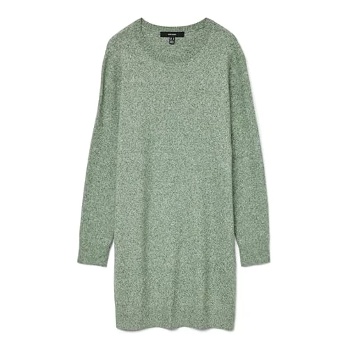 Limited offer: VERO MODA Mini Knitted Dress Mottled Long Sleeve Round Neck Regular Fit Dress Short Basic Thigh Length VMDOFFY from 39.99 EUR to 20.93 EUR (save 48%)