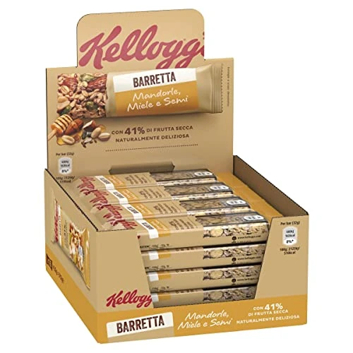 Offerta a tempo: Kellogg's Barrette | Mandorle, Miele e Semi | Diplay Confezione da 16 barette x 32g — 22% da 10,20 € a 7,92 €