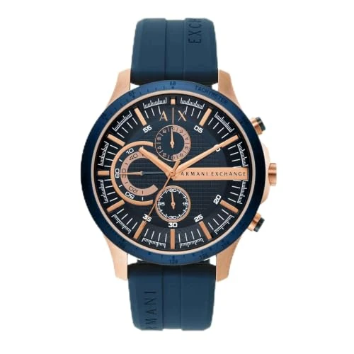 Offerta a tempo: ARMANI Exchange Chronograph maschile al quarzo con braccialetto ax2440, Tono oro rosa e blu scuro - 56% da 219.00 € a 95.99 €