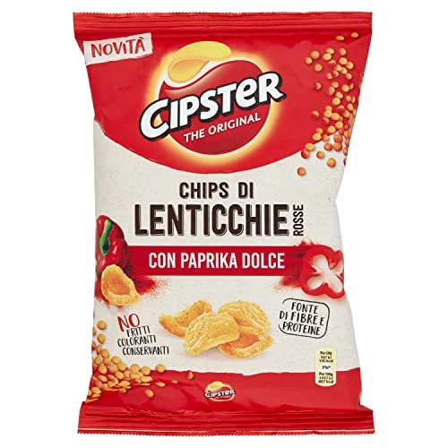 Offerta a tempo: Cipster di Lenticchie Rosse alla Paprika, Forma Iconica e Gusto Croccante, 80g - -18.18% da 1.43 € a 1.69 €