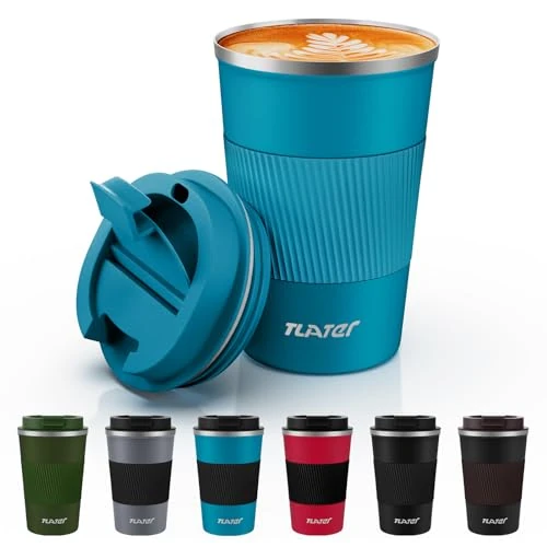 Offerta a tempo: Tlater Tazza Termica 380ml Con Coperchi a Tenuta Stagna - Da Viaggio in Acciaio Inox a Doppia Parete Sottovuoto per Bevande Calde e Fredde, Caffè e Tè - 29% da 16.99 € a 11.99 €