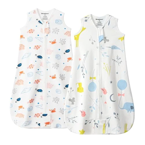 Offre limitée : Mosebears 2 Paquets Gigoteuse d'été pour bébé 0,5 tog Turbulette 100% Coton Gigoteuse Respirante pour bébé(White,6-12 Mois) de 34.00 € à 13.00 € (61.76% de remise)