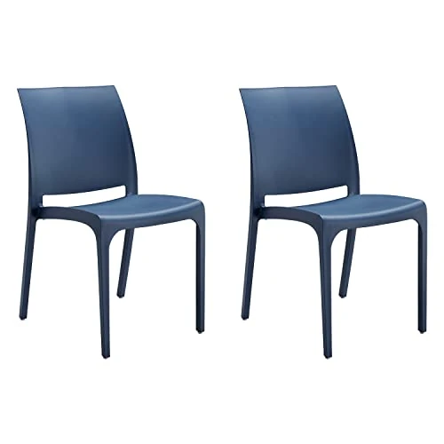 Totò Piccinni Chaise VOLGA en polypropylène design empilable pour extérieur Fabriqué en Italie (Bleu, 2)