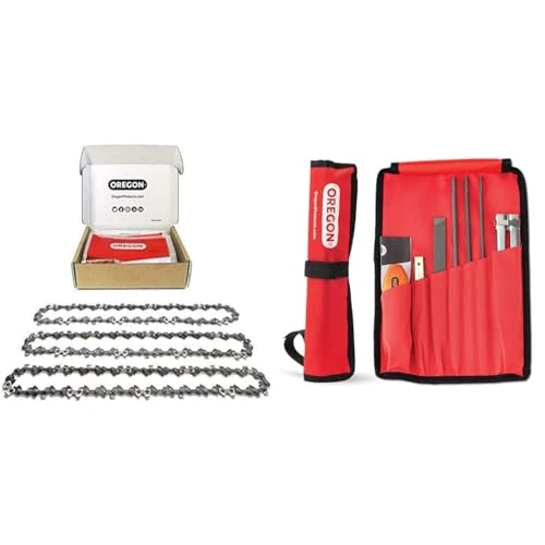 Offre limitée : Oregon - Lot de 3 Chaînes de Tronçonneuse pour Guide-Chaîne de 14" (35 cm) & Kit d'Affûtage Universel Portable pour Tronçonneuse, Limes Rondes 5/32" (4 millimètres) / 3/16" (4,8 mm) / 7/32" (5,5 mm) de 60.90 EUR à 41.92 EUR (remise 31%)