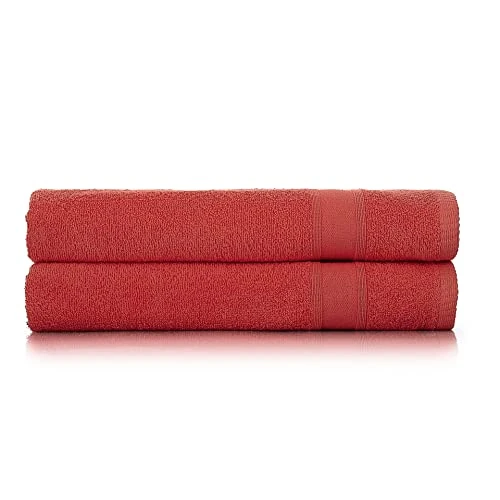 Offerta a tempo: Tuiste Telo Doccia Rosso, Set Asciugamani Super Assorbenti, Asciugamani ad Alto Assorbimento, Asciugamani Bagno, 100% Cotone, 2 Pezzi Asciugamano Doccia (70x140cm) — 26% da 23,90 € a 17,57 €