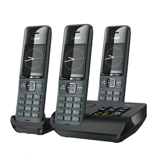 Offerta a tempo: Gigaset Comfort 520A Trio - 3 Telefoni Cordless Con Segreteria Telefonica, Audio Con Funzione Vivavoce - Protezione Chiamate - Rubrica Con 200 Contatti, Nero, ‎5.2 x 2.6 x 16.1 cm, 116 grammi - 18% da 129.95 € a 105.95 €