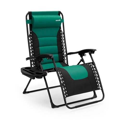 Offerta a tempo: SereneLife Sedia da Giardino Reclinabile, Vassoio Portabicchieri Rimovibile, Poltrona Reclinabile Pieghevole con Cuscini Rimovibili - 0.00% da 69.99 € a 69.99 €