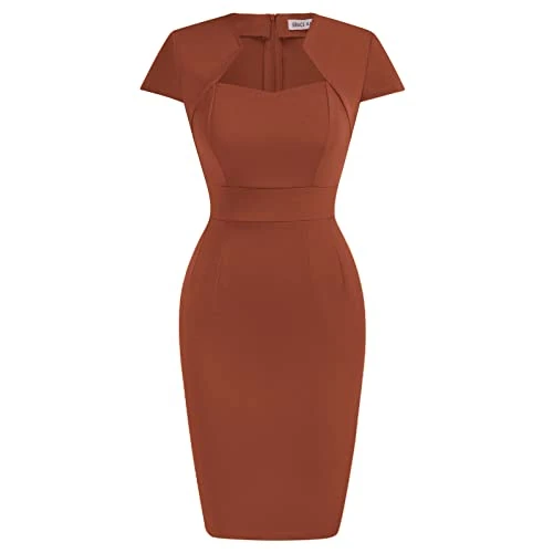 Zeitlich begrenztes Angebot: Grace Karin Damen Cap-Ärmel Vintage Wiggle Kleid Bodycon, Caramel, Medium von 62.17 € auf 62.17 € (0.00% Rabatt)