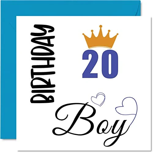 Limited offer: Stuff4 20th Birthday Card for Men - Birthday Boy - Happy Birthday Cards for 20 Year Old Man Son Brother Grandson Cousin Friend Nephew, 5.7 x 5.7 Inch Twenty Twentieth Bday Greeting Cards Gift from 2.99 EUR to 2.99 EUR (save 0%)