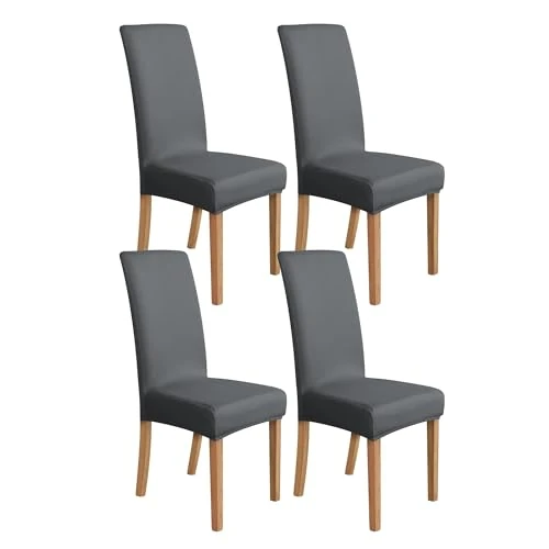 Limited-time offer: Amazon Basics Stretch Dining Chair Covers, Set of 4, Dark Grey, Solid from 13.57 GBP to 11.53 GBP (save 15%)