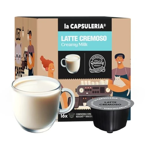 CREAMY MILK (96 Capsules) compatible with Nescafé Dolce Gusto, 6 Boxes x 16 Pods (96 Servings Total), La Capsuleria