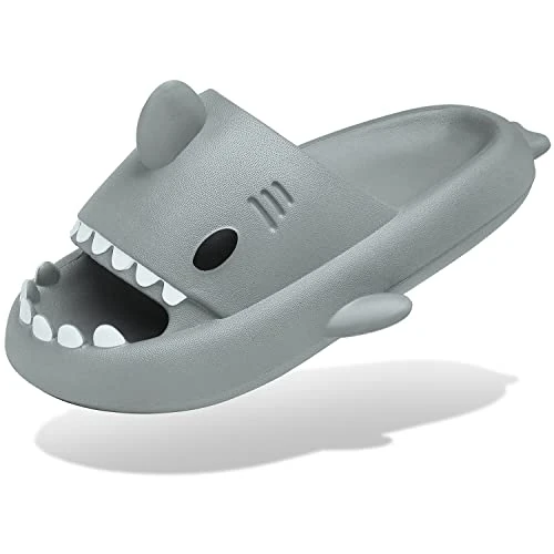 Offerta a tempo: Ciabatte Squalo Estive Donna Uomo Pantofole da bagno Comode Ciabatta da Doccia Antiscivolo Sandali da Spiaggia e Piscina a Punta Aperta Shark Slides Slippers, Grigio, 36/37 EU - 44% da 35.99 € a 19.99 €