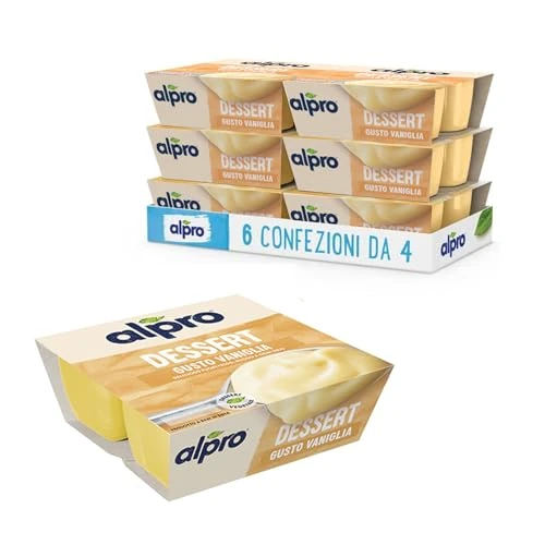 ALPRO Postre 100% vegetal con sabor a vainilla, suave y delicioso (6 paquetes de 4 x 125 g)