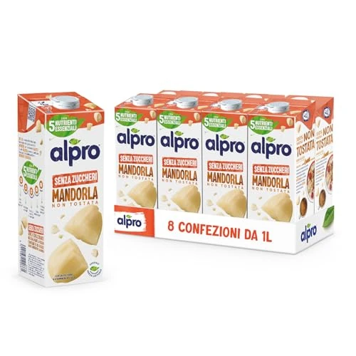 Begrenztes Angebot: Alpro Mandel-Drink Ohne Zucker, Ungeröstet, Pflanzlicher Drink, Vegan, Laktosefrei, Glutenfrei, UHT, 8x1L von 25.69 EUR auf 10.69 EUR (Rabatt 58%)