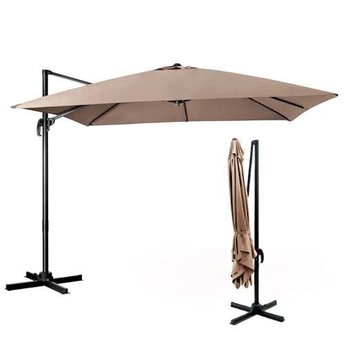 Offerta a tempo: COSTWAY Ombrellone da Giardino, 300 x 300 cm, Ombrellone da Esterno con 3 Inclinazioni, Rotazione a 360°, Manovella, 8 Stecche, Base Incrociata (Caffè, 300 x 300 x 273 cm) - 0.00% da 173.99 € a 173.99 €