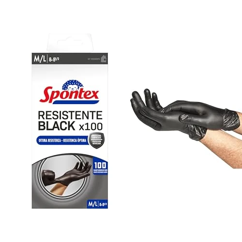 Spontex Resistant Gloves Black 100 Size M/L