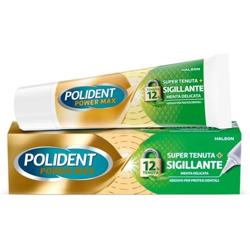 Limitiertes Angebot: Polident Power Max Super Halt + Versiegelung, Aufkleber für Zahnprothese, täglicher Festhalt, Geschmack Minze, 40 g von 9.65 EUR auf 9.65 EUR (Spare 0%)
