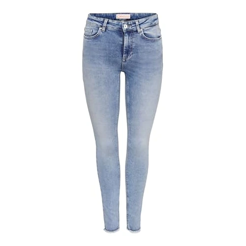 ONLY ONLBLUSH Mid SK ANK RAW DNM REA694 Noos, Jeans aux Femmes, Medium Blue Denim, S / 30L