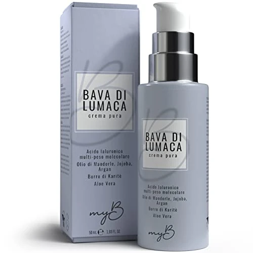 Offerta a tempo: Bava di Lumaca Pura 88% Crema Viso 50ml MyB® con Acido Ialuronico 5 Pesi Molecolari - Crema Viso Antirughe con Burro di Karité Aloe Vera Olio di Mandorle - Crema Contorno Occhi AntiAge Antimacchia - 0.00% da 19.90 € a 19.90 €