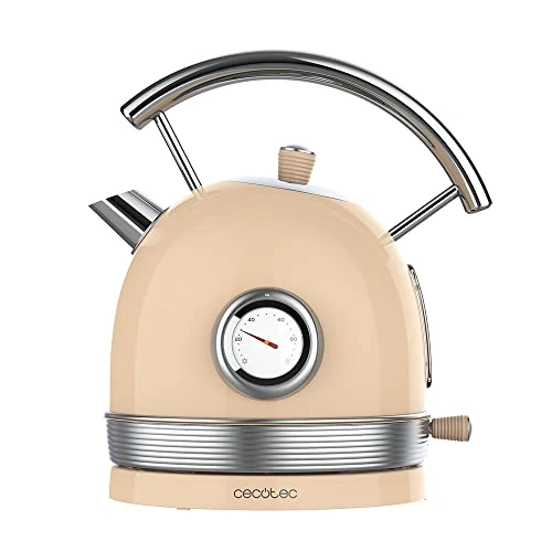 Cecotec ThermoSense 420 Electric Kettle Light Beige 1.8 L 2200 W Temperature Gauge Base 360° Stainless Steel Vintage Style Beige