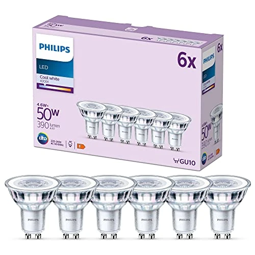Tijdelijke aanbieding: Philips Classic LED Spot GU10 - Koelwit Licht - niet dimbaar - 50 W - 6 Spots van 12.99 EUR naar 12.99 EUR (korting 0%)