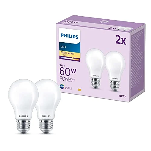 Philips LED Lamp E27 - Warmwit Licht - 60 W - Mat - 2 Lampen