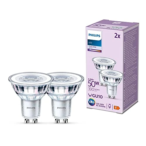 Limited-time offer: Philips LED Classic Spot Light Bulb 2 Pack [Cool White 4000K - GU10] 50W, Non Dimmable. for Home Indoor Lighting from 9.99 GBP to 9.99 GBP (save 0%)