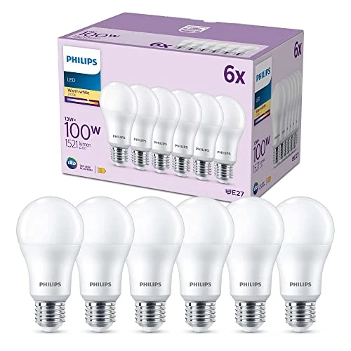 Limitiertes Angebot: PHILIPS LED E27 Lampen 6-er Pack (100 W), matte LED Lampen mit warmweißem Licht, energiesparende LED Beleuchtung mit langer Nutzlebensdauer, Warmweiß von 17.78 EUR auf 17.78 EUR (Spare 0%)