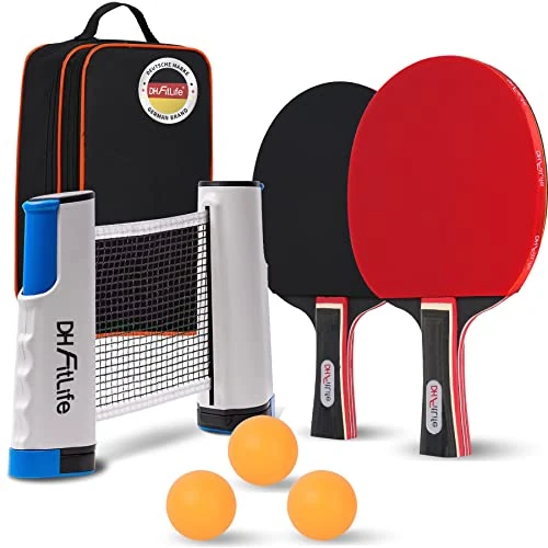Oferta limitada: DH FitLife Juego de Raquetas de Ping Pong Para 2 Jugadores Con Red Móvil Extensible, 3 Pelotas, Bolsa de Almacenamiento, Para Cada Mesa de 28.93 € a 28.93 € (ahorro 0.00%)