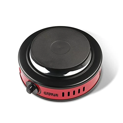 Offerta a tempo: G3 Ferrari G10157 Fornello Portatile Elettrico, 500 W, Regolazione temperatura, Piastra in ghisa 11 cm, Spia d'accensione, Ideale per campeggio, Rosso - 38% da 16.90 € a 10.53 €
