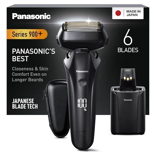 Offerta a tempo: Panasonic Series 900+ ES-LS9A 6-Blade Wet & Dry Rasoio Elettrico Per Gli Uomini, Rasoio Elettrico Con Sensore Barba Reattivo, Pulizia Automatica E Sistema Di Ricarica, nero - 34% da 449.99 € a 299.00 €