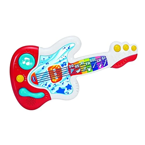 Chicco Ma Première Guitare, Guitare Électronique Interactive pour Apprendre Instruments et Notes de Musique, Jouet Éducatif Évolutif, 3 Modes de Jeu, +90 Sons et Mélodies, pour Enfants 9 Mois à 4 Ans