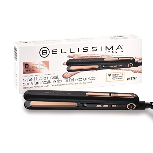 Bellissima Imetec Creativity Ceramic & Tourmaline, Hair Straightener, Smooth or Wavy Styling, Ceramic and Tourmaline Coating, Temperature Adjustment from 150°C to 230°C, Fast Heating