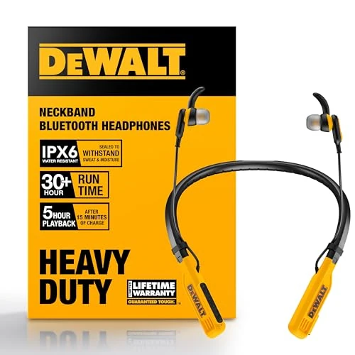 Oferta limitada: DEWALT Auriculares Resistentes con Bluetooth, Auriculares inalámbricos Alrededor del Cuello con 30 H de Tiempo de ejecución + Aislamiento de Ruido, Auriculares inalámbricos magnéticos Seguros de 79.99 € a 79.99 € (ahorro 0.00%)