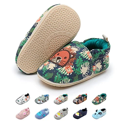 YloveM Baby Soft Sole First Walking Shoes for Infants Toddlers Newborn Boys Girls Indoor Outdoor Casual Prewalker Shoes Seasons (Lion, 18_Months)