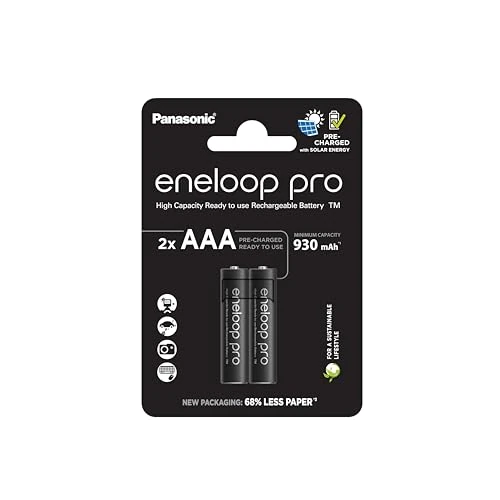 Limitiertes Angebot: eneloop pro, AAA/Micro Ni-MH Akku, 2er-Pack, Kapazität mit min. 930 mAh, Ready-to-Use Ni-MH Akkus, bis zu 500 Mal wiederaufladbar, plastikfreier Verpackung, pro, schwarz von 9.52 EUR auf 7.37 EUR (Spare 23%)