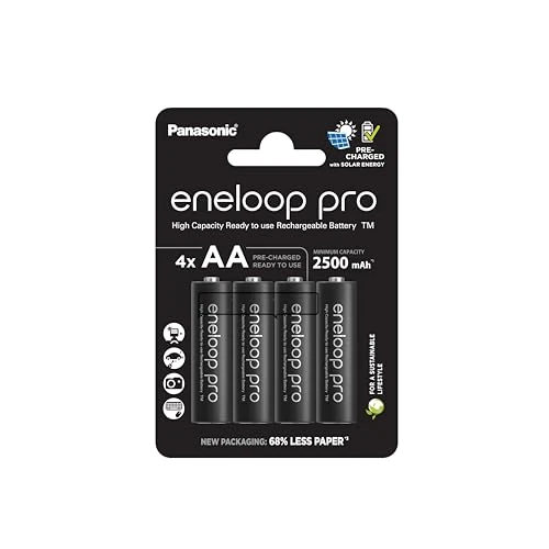 Oferta ograniczona: Panasonic eneloop pro | Ready-to-Use Ni-MH akumulatory, AA/Mignon, 4 sztuki w zestawie, min. 2500 mAh, 500 cykli ładowania, niski stopień samorozładowania w opakowaniu bez tworzyw sztucznych, Czarny z 63.28 PLN na 63.28 PLN (zniżka 0%)