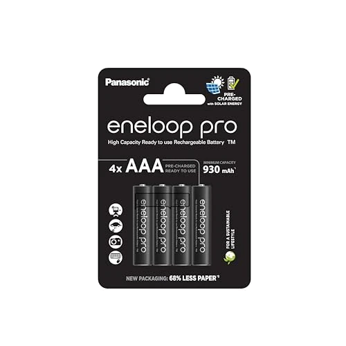 Beperkte aanbieding: Panasonic BK-4HCDE/4BE eneloop pro Ready-to-Use Ni-MH batterijen, AAA/Micro,min. 930 mAh, levensduur van 500 laadcycli, met geringe zelfontlading, oplaadbare in plasticvrije verpakking,4-pack,zwart van 15.87 EUR naar 15.24 EUR (besparing 4%)