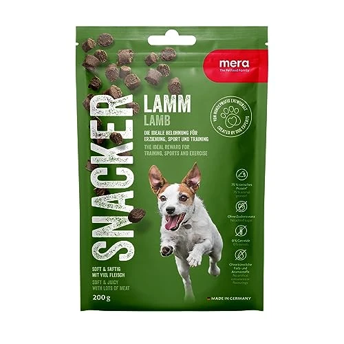 Offerta a tempo: MERA Snacker Agnello (1 x 200 g), senza cereali, per allenamento o come spuntino, deliziosi dolcetti carnosi per tutti i cani - 0.00% da 6.54 € a 6.54 €