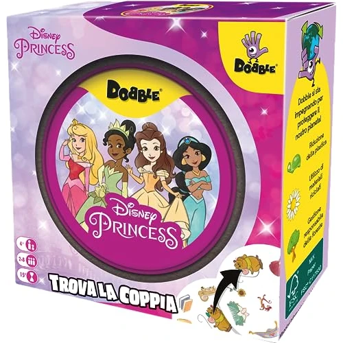 Asmodee - Dobble: Disney Princess - Fun Board Game for Whole Family with Disney Princesses, 2-8 Players, 4+ Years, English Edition
